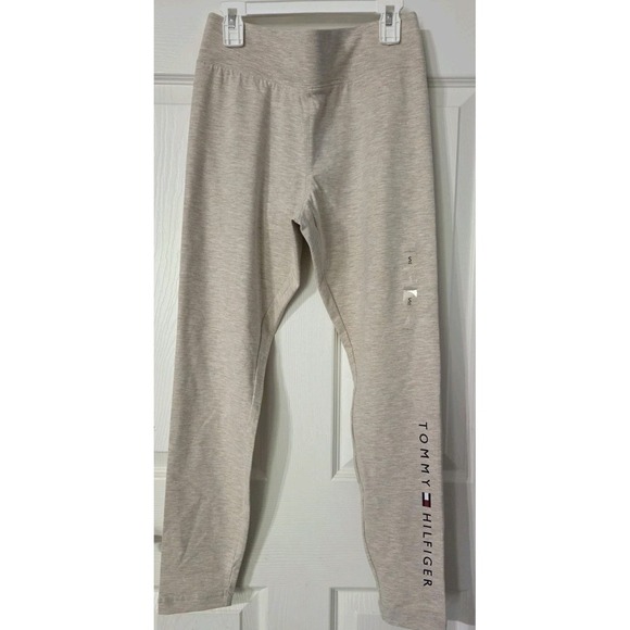 NEW Tommy Hilfiger Womens Athletic Mid Rise Logo Lightweight Cotton Leggings - Picture 1 of 5